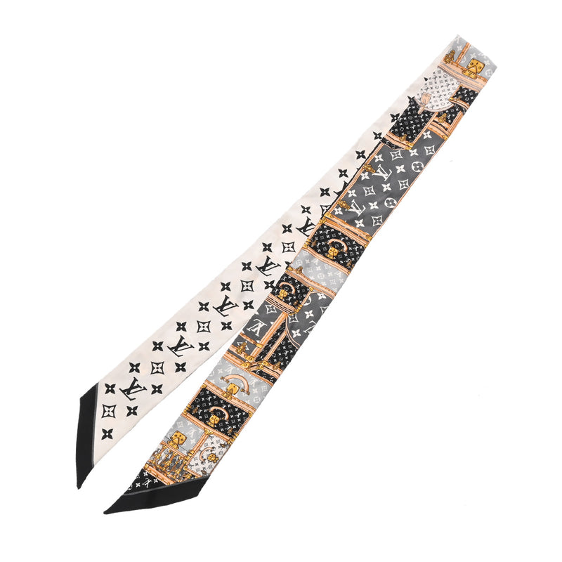 LOUIS VUITTON ルイヴィトン バンドー BB レッツゴー ブラック/ホワイト M76442 レディース シルク100％ スカーフ ABランク 中古 銀蔵