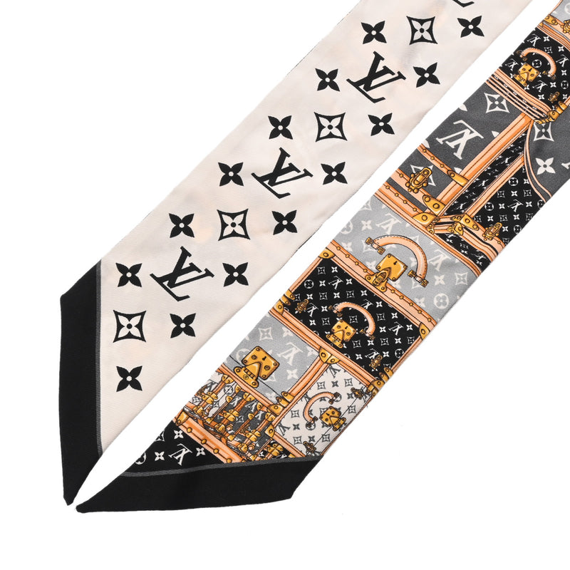 LOUIS VUITTON ルイヴィトン バンドー BB レッツゴー ブラック/ホワイト M76442 レディース シルク100％ スカーフ ABランク 中古 銀蔵