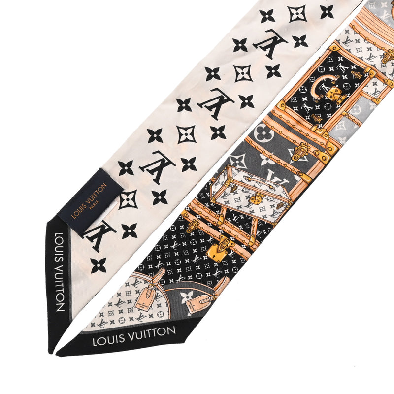 LOUIS VUITTON ルイヴィトン バンドー BB レッツゴー ブラック/ホワイト M76442 レディース シルク100％ スカーフ ABランク 中古 銀蔵