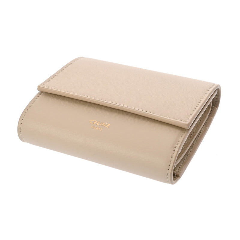 CELINE セリーヌ スモール トリフォールド ウォレット ベージュ 10B573BEL レディース レザー 三つ折り財布 Aランク 中古 銀蔵