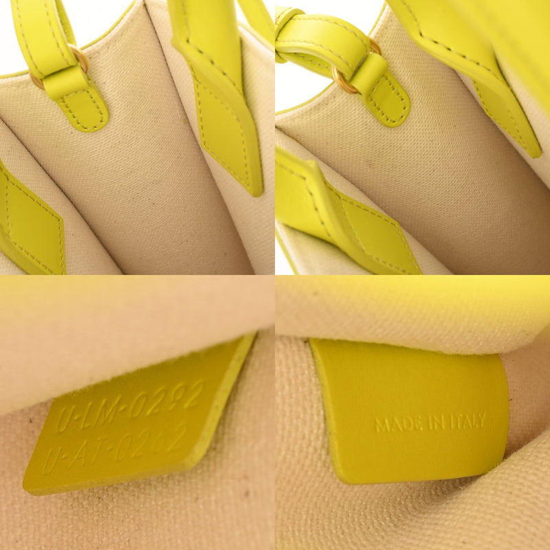 CELINE セリーヌ ミニバーティカルカバ ホワイト/イエロー 193302 レディース キャンバス/レザー ハンドバッグ ABランク 中古 銀蔵