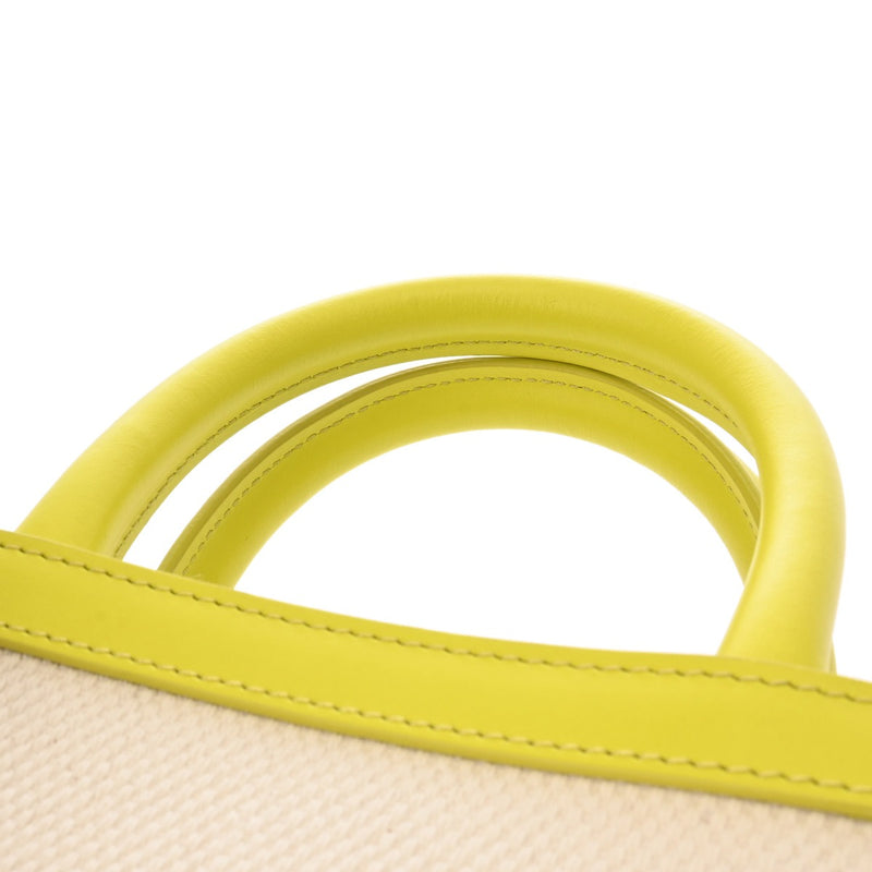 CELINE セリーヌ ミニバーティカルカバ ホワイト/イエロー 193302 レディース キャンバス/レザー ハンドバッグ ABランク 中古 銀蔵