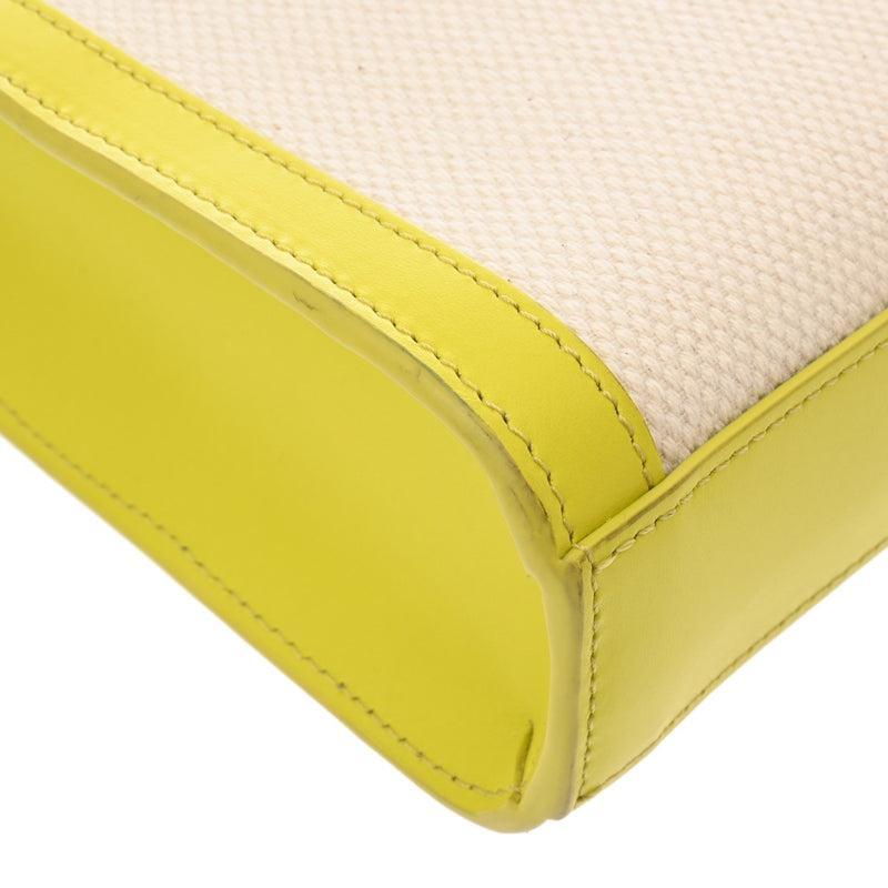 CELINE セリーヌ ミニバーティカルカバ ホワイト/イエロー 193302 レディース キャンバス/レザー ハンドバッグ ABランク 中古 銀蔵