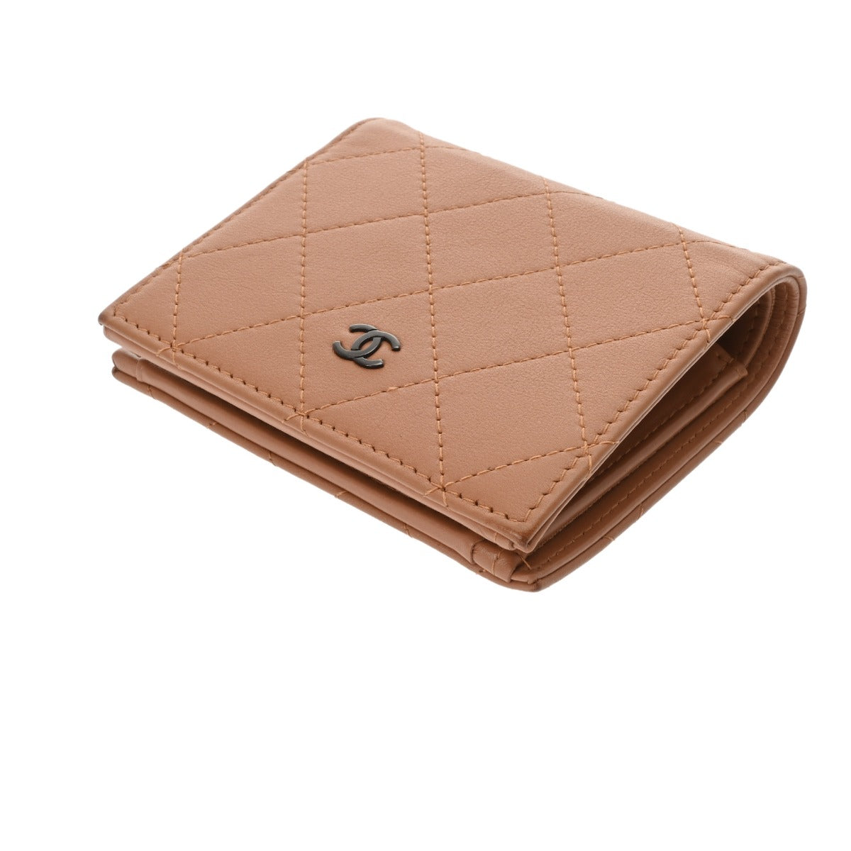 シャネル コンパクトウォレット 42976 ブラウン レディース カーフ 二