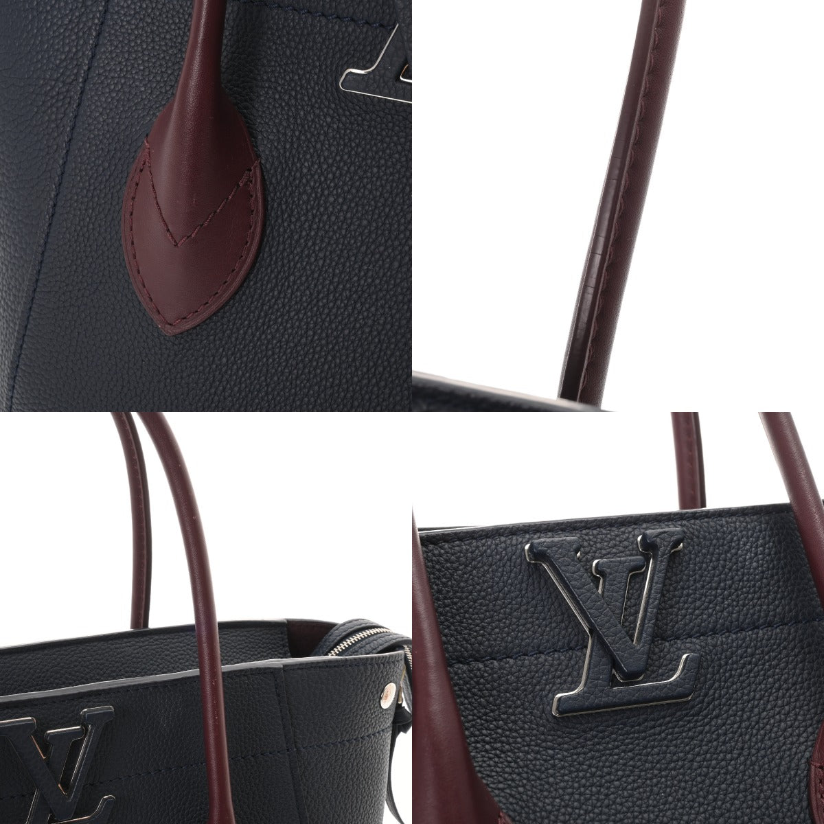 ルイヴィトン フリーダム 2WAY ネイビー ボルドー レディース カーフ