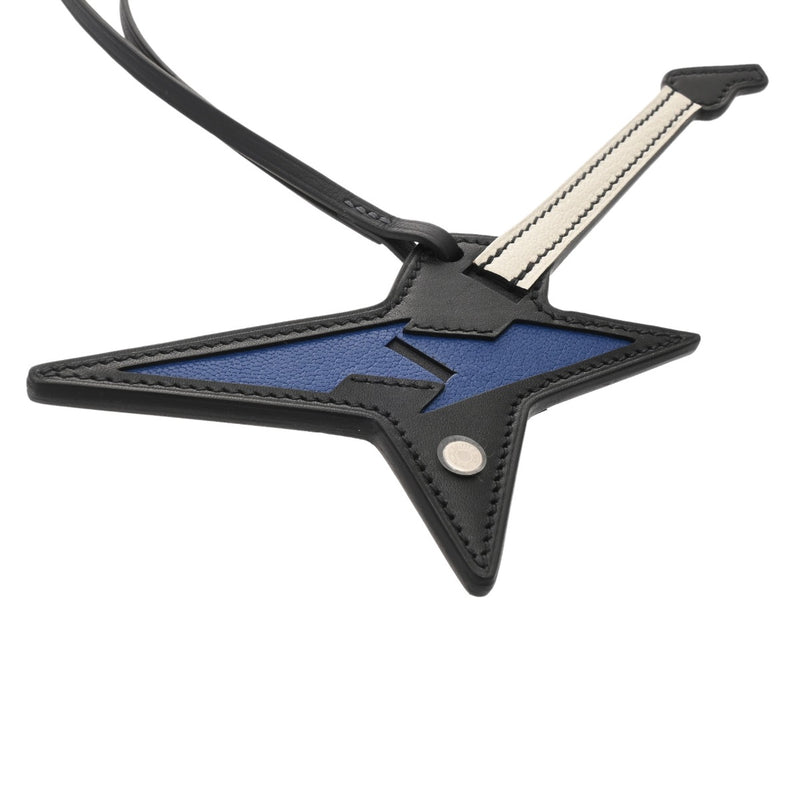 HERMES エルメス ロック チャーム バッグチャーム ギター 黒/ブルーロワイヤル マッシュルーム/キャバン B刻印(2023年頃) レディース タデラクト キーホルダー Aランク 中古 銀蔵