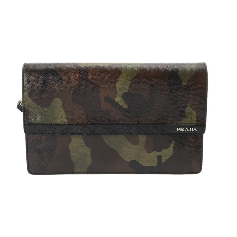 PRADA プラダ クラッチバッグ カモフラ柄 VR097P ユニセックス サフィアーノレザー クラッチバッグ Bランク 中古 銀蔵
