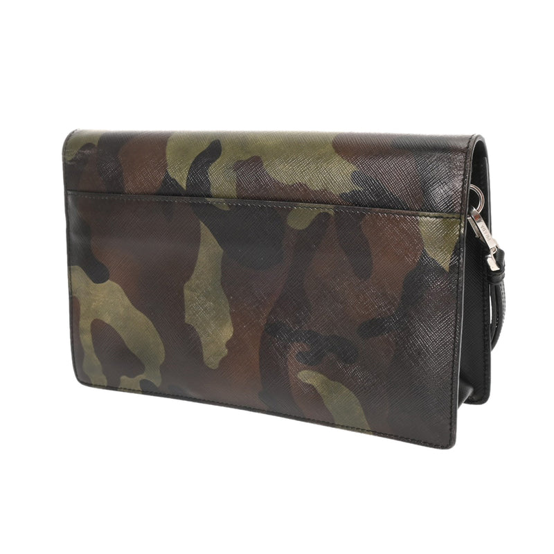 PRADA プラダ クラッチバッグ カモフラ柄 VR097P ユニセックス サフィアーノレザー クラッチバッグ Bランク 中古 銀蔵