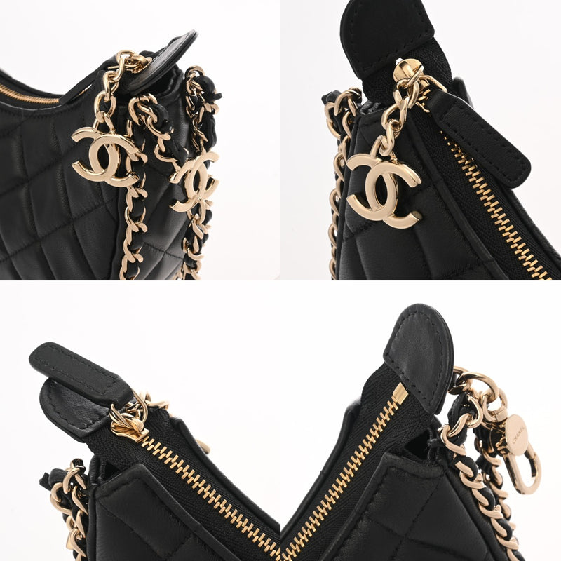 CHANEL シャネル マトラッセ ミニ ホーボーバッグ ブラック AS3917 レディース ラムスキン ショルダーバッグ ABランク 中古 銀蔵