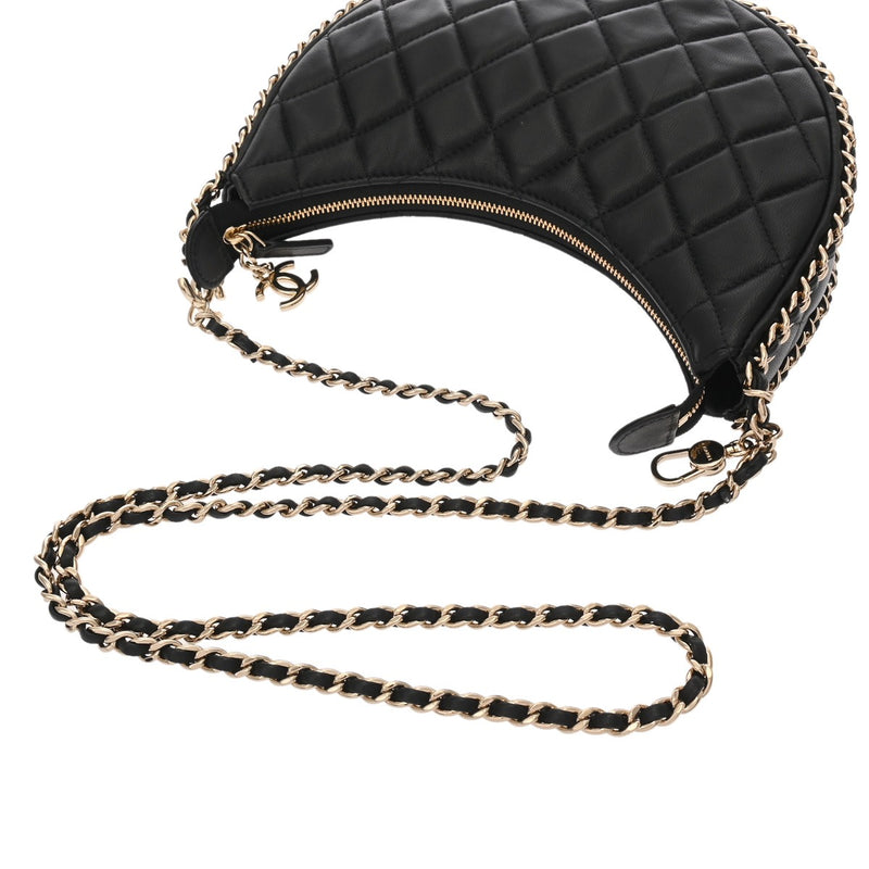 CHANEL シャネル マトラッセ ミニ ホーボーバッグ ブラック AS3917 レディース ラムスキン ショルダーバッグ ABランク 中古 銀蔵