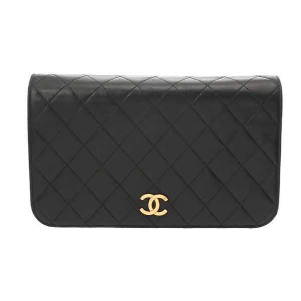 CHANEL シャネル マトラッセ プッシュロック  チェーンショルダー  23cm ブラック レディース ラムスキン ショルダーバッグ Bランク 中古 銀蔵