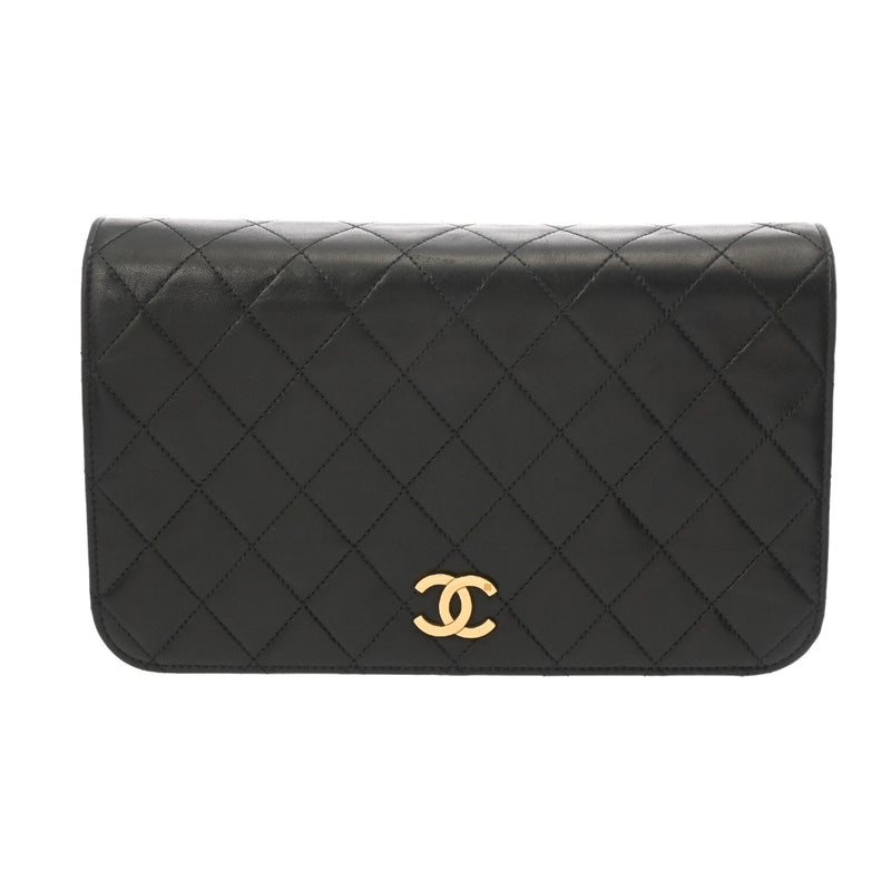 CHANEL シャネル マトラッセ プッシュロック  チェーンショルダー  23cm ブラック レディース ラムスキン ショルダーバッグ Bランク 中古 銀蔵