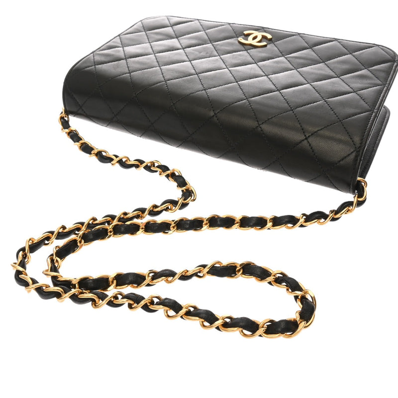 CHANEL シャネル マトラッセ プッシュロック  チェーンショルダー  23cm ブラック レディース ラムスキン ショルダーバッグ Bランク 中古 銀蔵