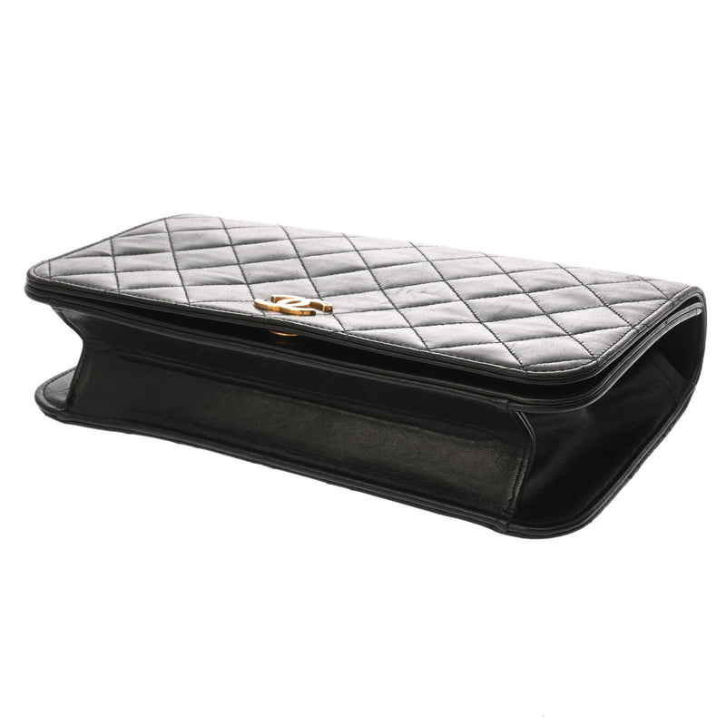CHANEL シャネル マトラッセ プッシュロック  チェーンショルダー  23cm ブラック レディース ラムスキン ショルダーバッグ Bランク 中古 銀蔵