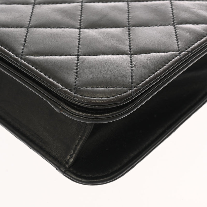 CHANEL シャネル マトラッセ プッシュロック  チェーンショルダー  23cm ブラック レディース ラムスキン ショルダーバッグ Bランク 中古 銀蔵