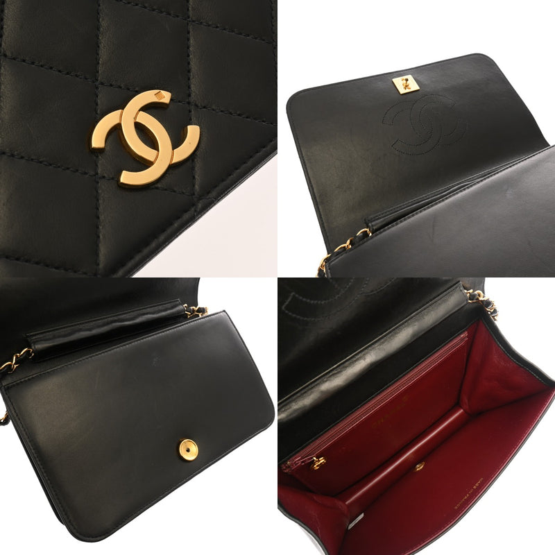 CHANEL シャネル マトラッセ プッシュロック  チェーンショルダー  23cm ブラック レディース ラムスキン ショルダーバッグ Bランク 中古 銀蔵