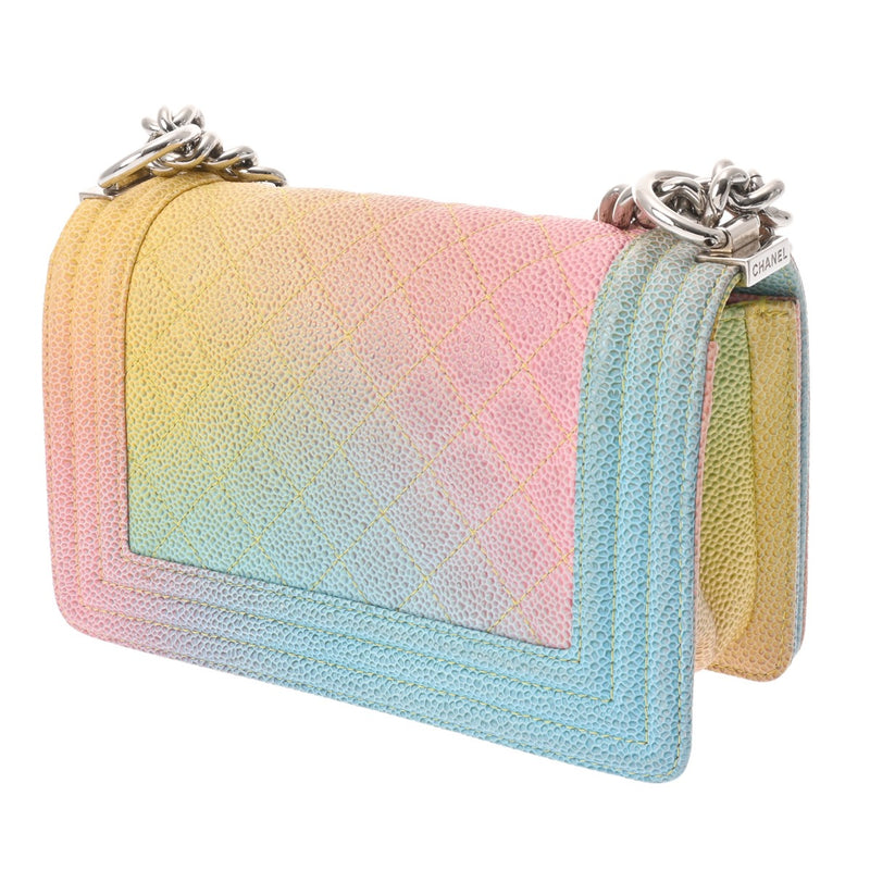 CHANEL シャネル ボーイシャネル チェーンショルダー 20cm レインボー A67085 レディース キャビアスキン ショルダーバッグ Aランク 中古 銀蔵