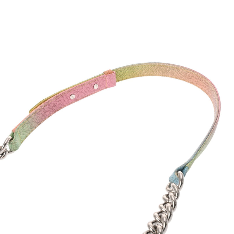 CHANEL シャネル ボーイシャネル チェーンショルダー 20cm レインボー A67085 レディース キャビアスキン ショルダーバッグ Aランク 中古 銀蔵