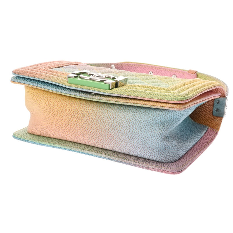 CHANEL シャネル ボーイシャネル チェーンショルダー 20cm レインボー A67085 レディース キャビアスキン ショルダーバッグ Aランク 中古 銀蔵