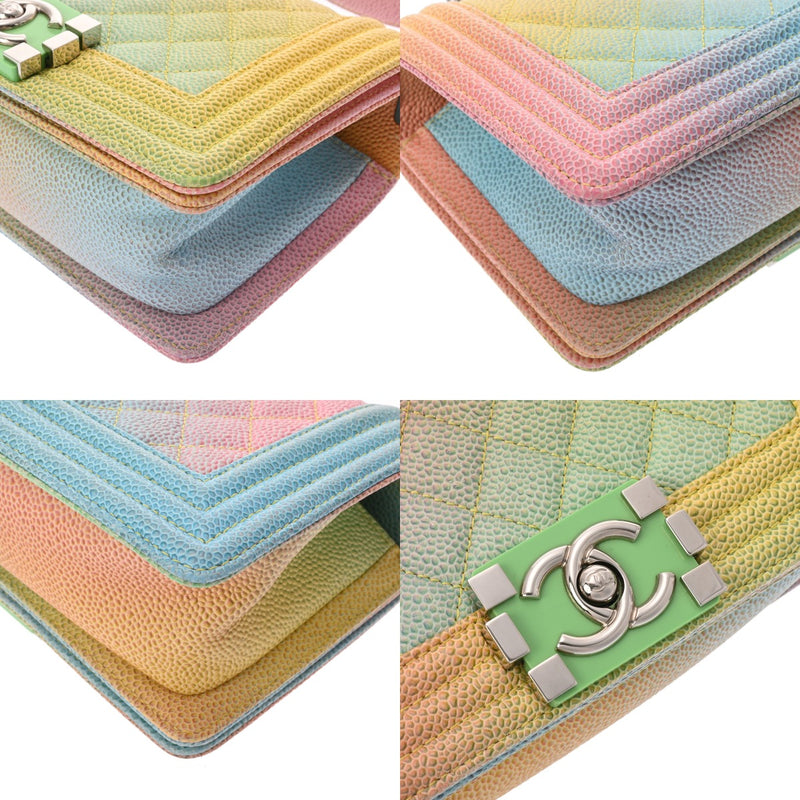 CHANEL シャネル ボーイシャネル チェーンショルダー 20cm レインボー A67085 レディース キャビアスキン ショルダーバッグ Aランク 中古 銀蔵