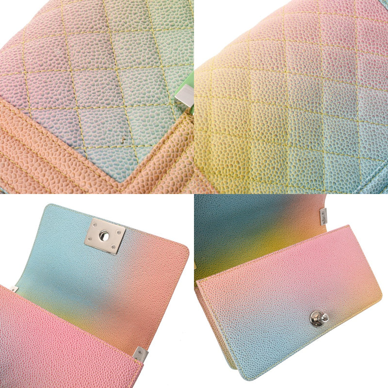 CHANEL シャネル ボーイシャネル チェーンショルダー 20cm レインボー A67085 レディース キャビアスキン ショルダーバッグ Aランク 中古 銀蔵