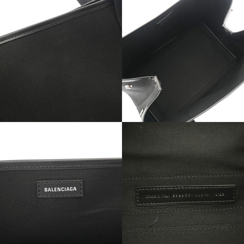 BALENCIAGA バレンシアガ ネイビーカバス S ブラック 339933 レディース キャンバス レザー ハンドバッグ 新同 中古 銀蔵