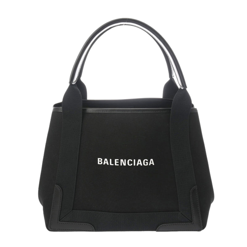 BALENCIAGA バレンシアガ ネイビーカバス S ブラック 339933 レディース キャンバス レザー ハンドバッグ 新同 中古 銀蔵