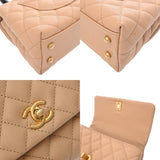 CHANEL シャネル マトラッセ トップハンドル XS 2WAY ベージュ/ボルドー A92990 レディース キャビアスキン/リザード ハンドバッグ Aランク 中古 銀蔵