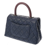 CHANEL シャネル マトラッセ トップハンドル フラップバッグ XS 2WAY ネイビー/ボルドー A92990 レディース キャビアスキン リザード ハンドバッグ Aランク 中古 銀蔵