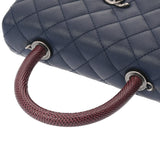 CHANEL シャネル マトラッセ トップハンドル フラップバッグ XS 2WAY ネイビー/ボルドー A92990 レディース キャビアスキン リザード ハンドバッグ Aランク 中古 銀蔵