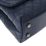 CHANEL シャネル マトラッセ トップハンドル フラップバッグ XS 2WAY ネイビー/ボルドー A92990 レディース キャビアスキン リザード ハンドバッグ Aランク 中古 銀蔵