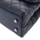 CHANEL シャネル マトラッセ トップハンドル フラップバッグ XS 2WAY ネイビー/ボルドー A92990 レディース キャビアスキン リザード ハンドバッグ Aランク 中古 銀蔵