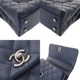 CHANEL シャネル マトラッセ トップハンドル フラップバッグ XS 2WAY ネイビー/ボルドー A92990 レディース キャビアスキン リザード ハンドバッグ Aランク 中古 銀蔵