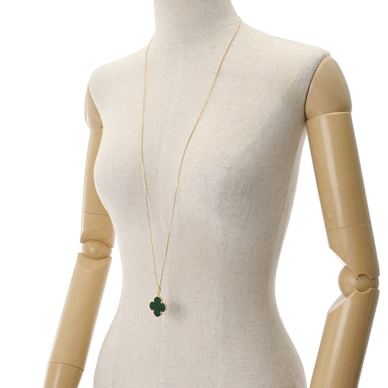 VAN CLEEF & ARPELS ヴァンクリーフ＆アーペル マジックアルハンブラ ロング マラカイト レディース K18イエローゴールド ネックレス Aランク 中古 銀蔵