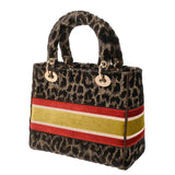 CHRISTIAN DIOR クリスチャンディオール LADY D-LITE ミディアムバッグ 2WAY レオパート レディース ベルベット ハンドバッグ Aランク 中古 銀蔵