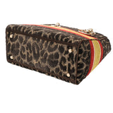 CHRISTIAN DIOR クリスチャンディオール LADY D-LITE ミディアムバッグ 2WAY レオパート レディース ベルベット ハンドバッグ Aランク 中古 銀蔵