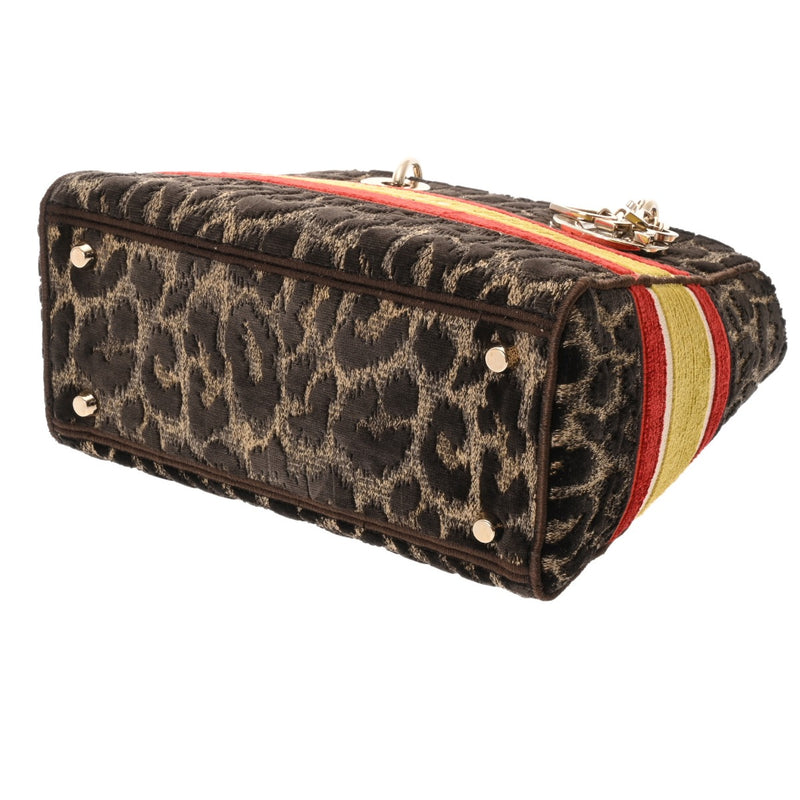 CHRISTIAN DIOR クリスチャンディオール LADY D-LITE ミディアムバッグ 2WAY レオパート レディース ベルベット ハンドバッグ Aランク 中古 銀蔵