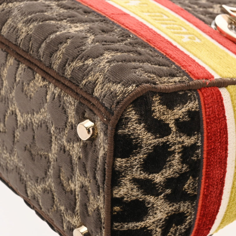 CHRISTIAN DIOR クリスチャンディオール LADY D-LITE ミディアムバッグ 2WAY レオパート レディース ベルベット ハンドバッグ Aランク 中古 銀蔵