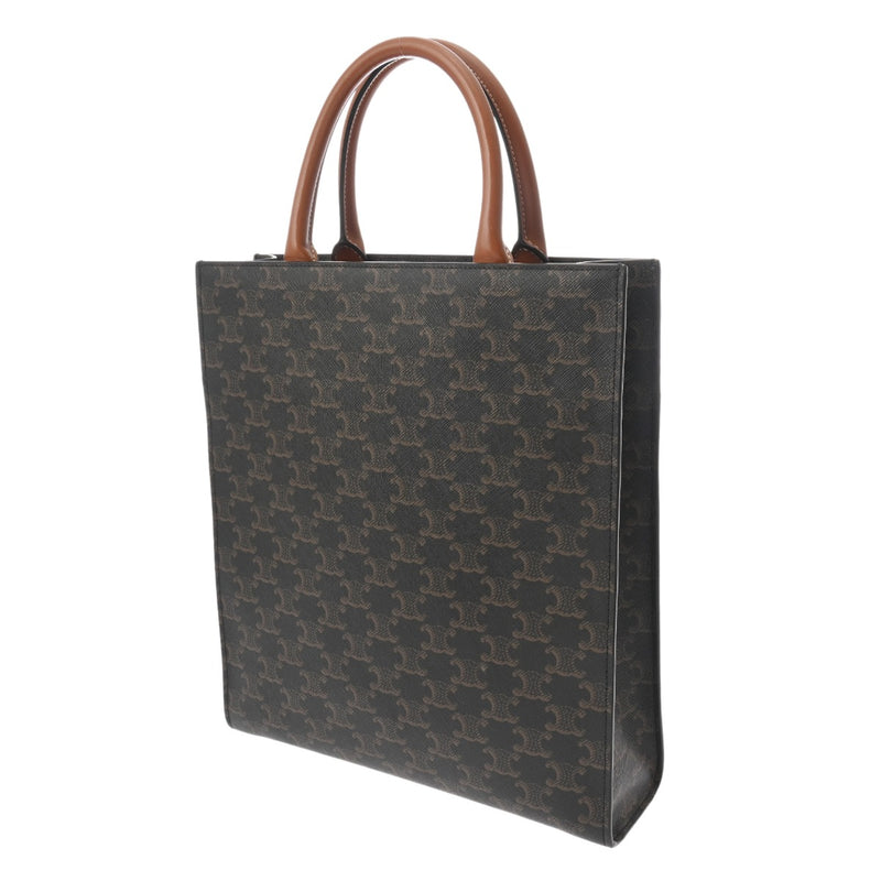 CELINE セリーヌ  スモール バーティカルカバ トリオンフ ブラウン ゴールド金具 191542BZK.04LU レディース PVC カーフ トートバッグ Aランク 中古 銀蔵