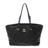 CHANEL シャネル オンザロード ブラック レディース レザー トートバッグ Bランク 中古 銀蔵