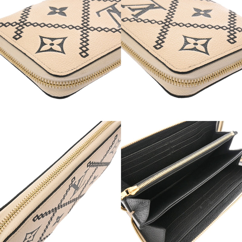LOUIS VUITTON ルイヴィトン モノグラムアンプラント ジッピーウォレット クレーム/ノワール M81141 レディース レザー 長財布 Aランク 中古 銀蔵