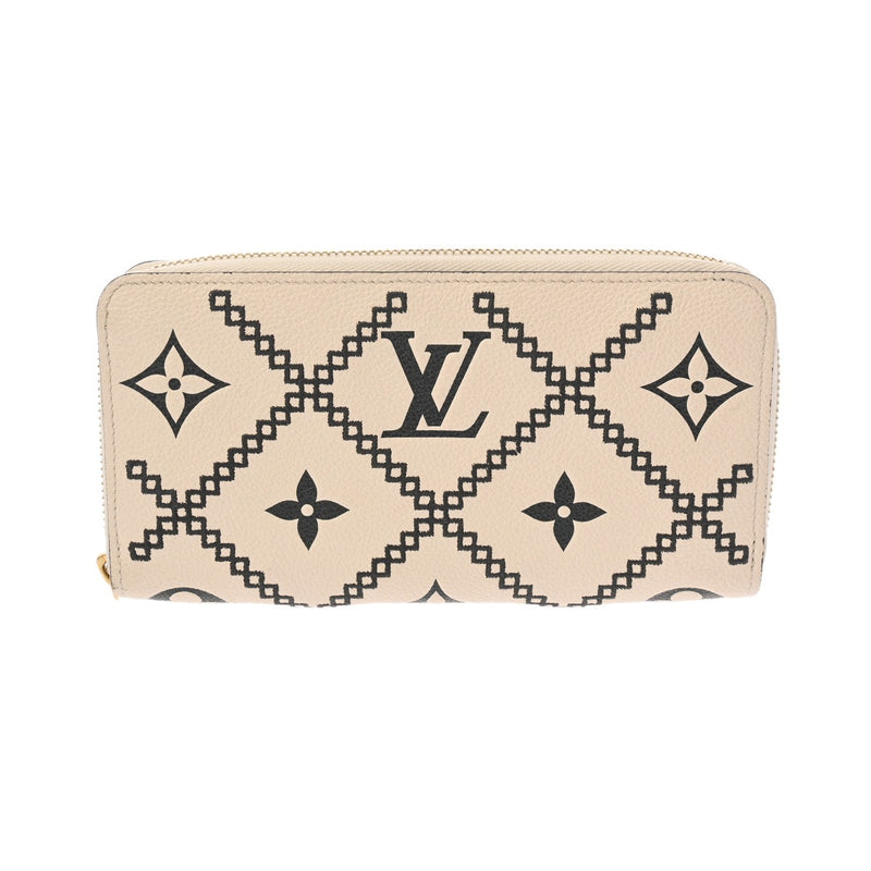 LOUIS VUITTON ルイヴィトン モノグラムアンプラント ジッピーウォレット クレーム/ノワール M81141 レディース レザー 長財布 Aランク 中古 銀蔵