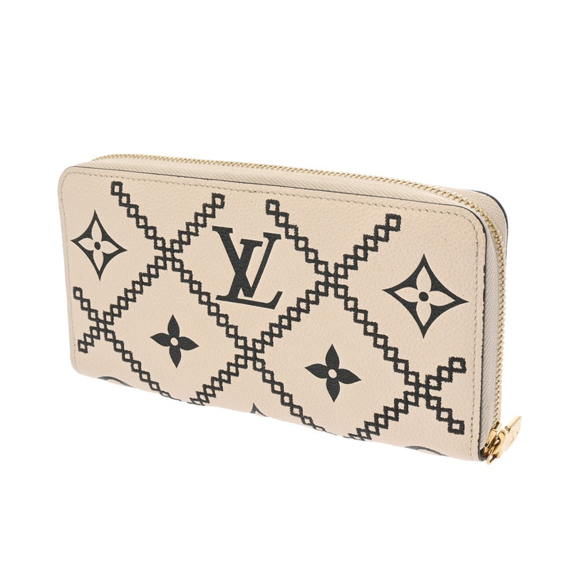 LOUIS VUITTON ルイヴィトン モノグラムアンプラント ジッピーウォレット クレーム/ノワール M81141 レディース レザー 長財布 Aランク 中古 銀蔵