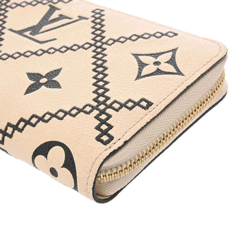 LOUIS VUITTON ルイヴィトン モノグラムアンプラント ジッピーウォレット クレーム/ノワール M81141 レディース レザー 長財布 Aランク 中古 銀蔵