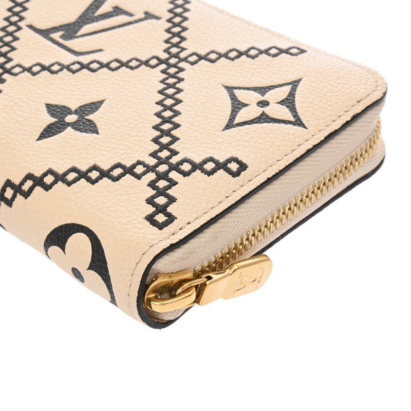 LOUIS VUITTON ルイヴィトン モノグラムアンプラント ジッピーウォレット クレーム/ノワール M81141 レディース レザー 長財布 Aランク 中古 銀蔵