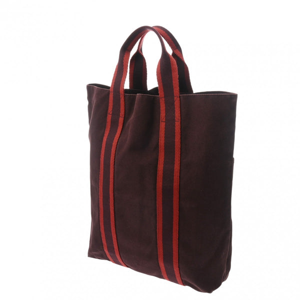 HERMES エルメス フールトゥ カバス ボルドー ユニセックス キャンバス トートバッグ Bランク 中古 銀蔵
