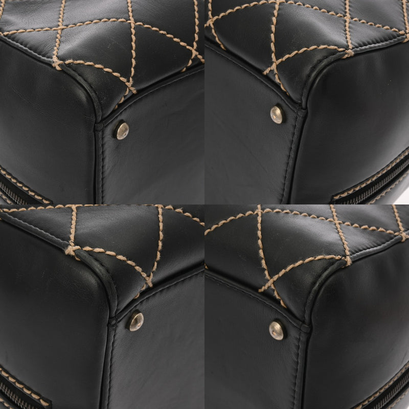 CHANEL シャネル ワイルドステッチ ボストンバッグ ブラック レディース レザー ボストンバッグ Bランク 中古 銀蔵