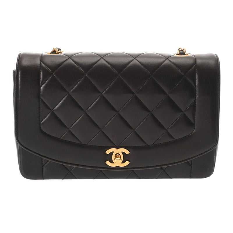 CHANEL シャネル マトラッセ ダイアナ 25cm チェーンショルダー ブラック A01165 レディース ラムスキン ショルダーバッグ Bランク 中古 銀蔵