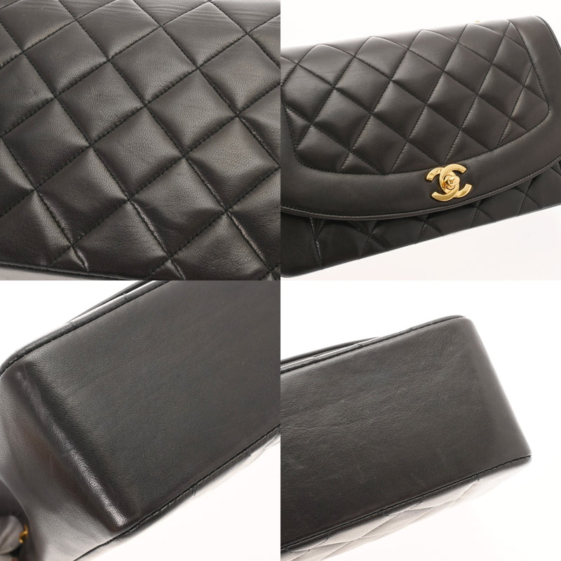 CHANEL シャネル マトラッセ ダイアナ 25cm チェーンショルダー ブラック A01165 レディース ラムスキン ショルダーバッグ Bランク 中古 銀蔵