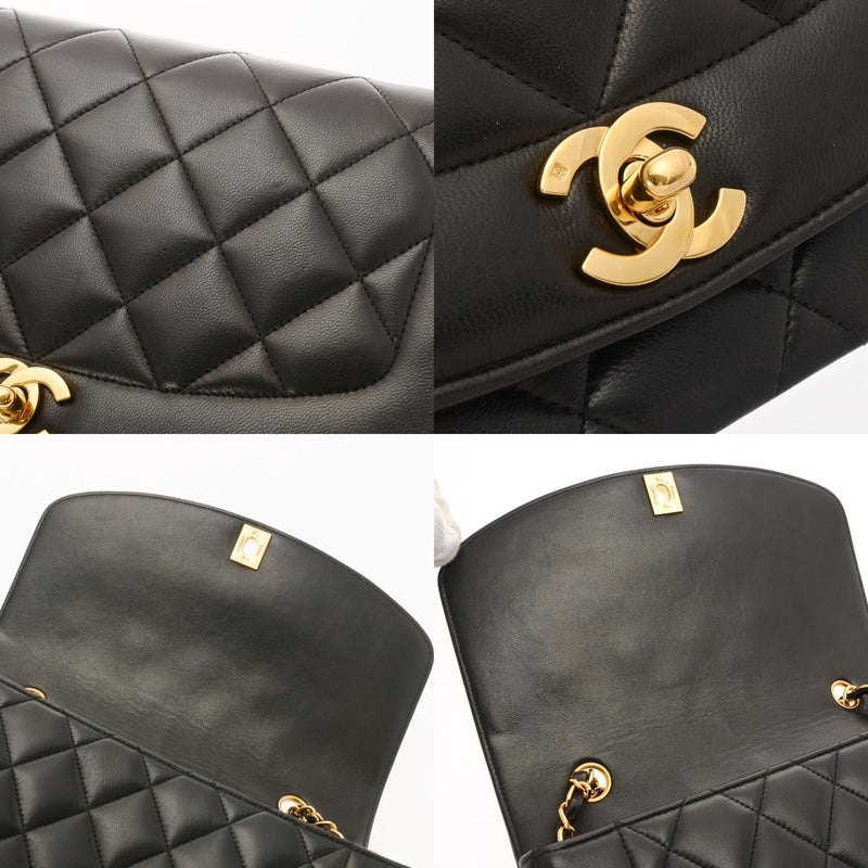 CHANEL シャネル マトラッセ ダイアナ 25cm チェーンショルダー ブラック A01165 レディース ラムスキン ショルダーバッグ Bランク 中古 銀蔵